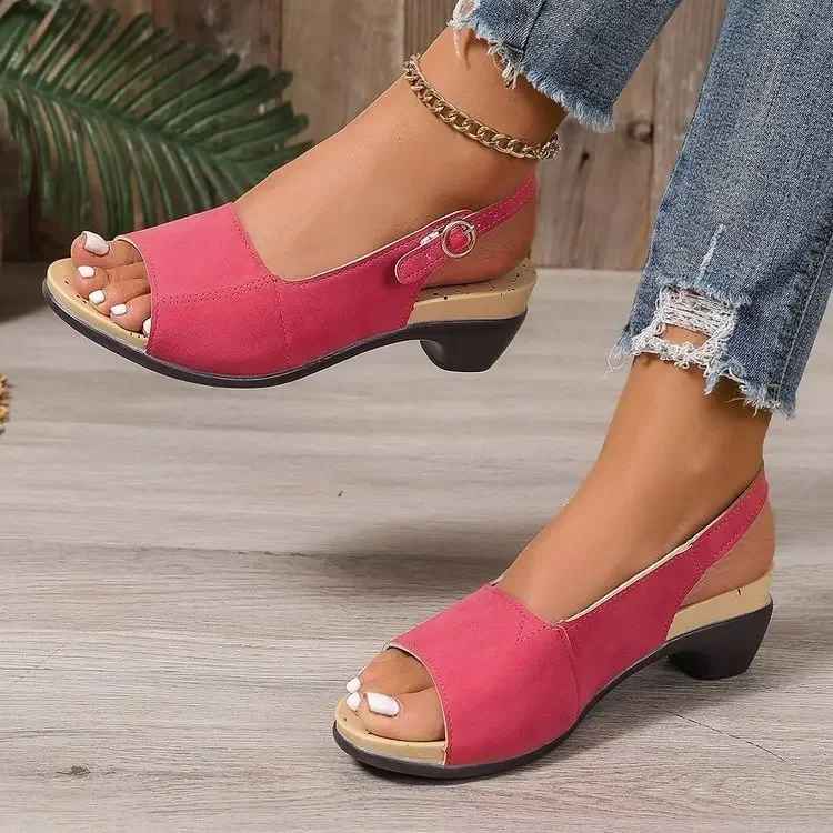 Sandales confort femme à talon bas – Style été léger .