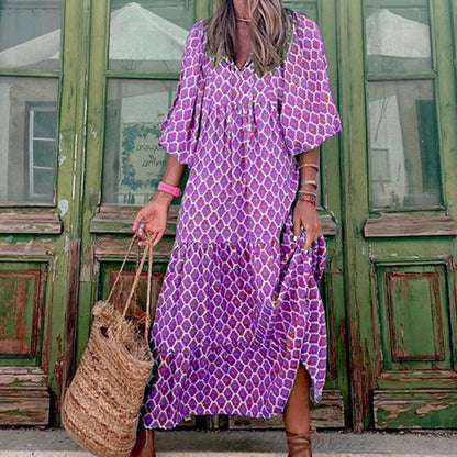 Robe Bohème d'Été Imprimée Vintage