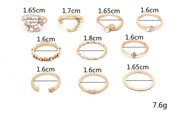 Set de 10 Bagues Bohèmes