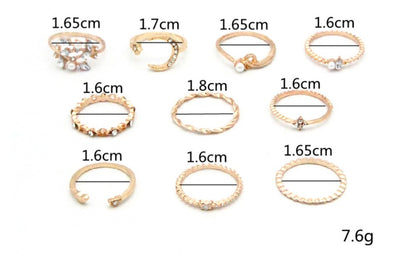 Set de 10 Bagues Bohèmes