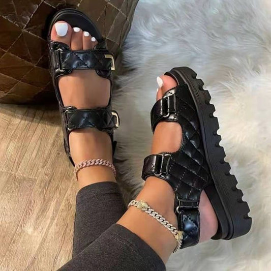 Sandales à plateforme à fermeture Velcro