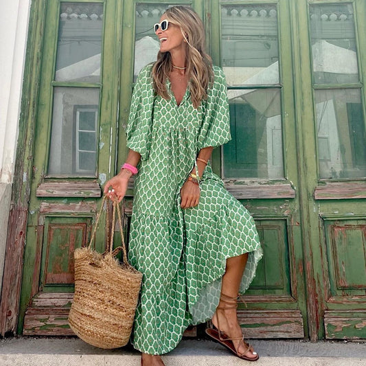 Robe Bohème d'Été Imprimée Vintage