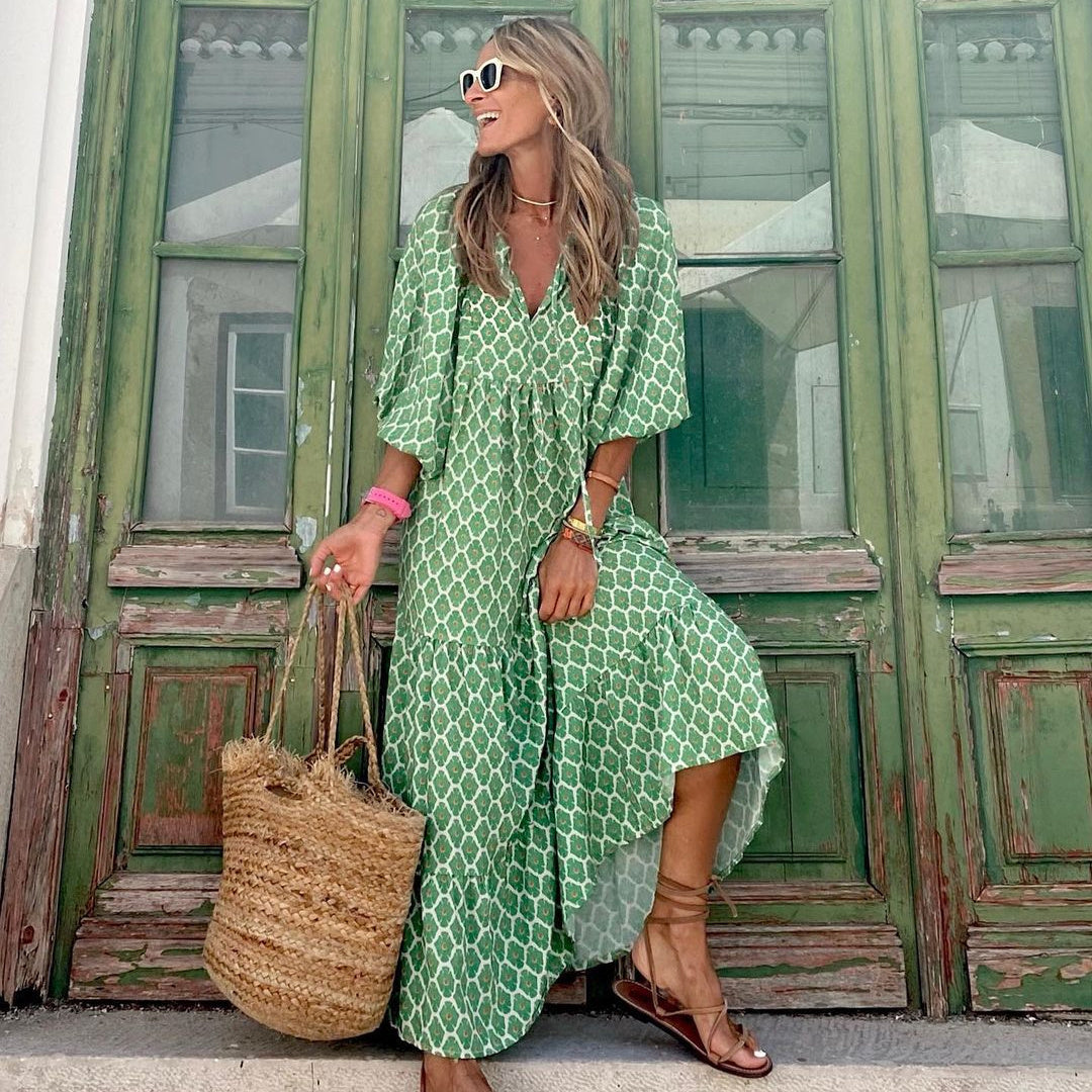 Robe Bohème d'Été Imprimée Vintage