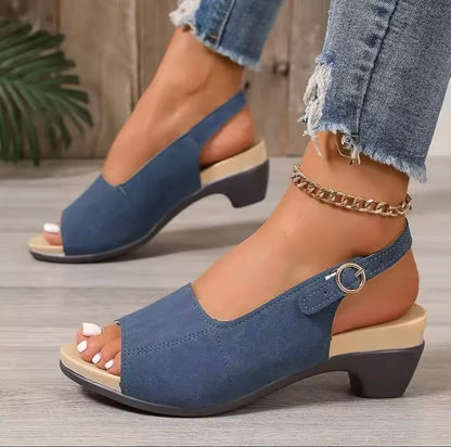 Sandales confort femme à talon bas – Style été léger .