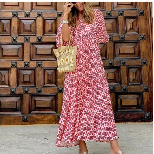 Robe Bohème d'Été Imprimée Vintage